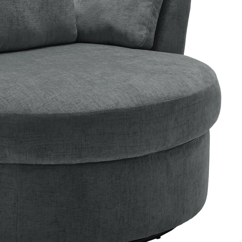 Upholstered Accent Swivel Barrel Armchair Club Chair with Pillows