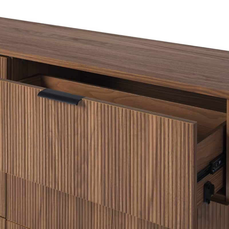 Walker Edison Six Drawer Chest with Reeded Drawer Fronts