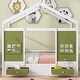 preview thumbnail 3 of 6, Olive Green Twin Wood House Bed with Drawers, Window Decoration
