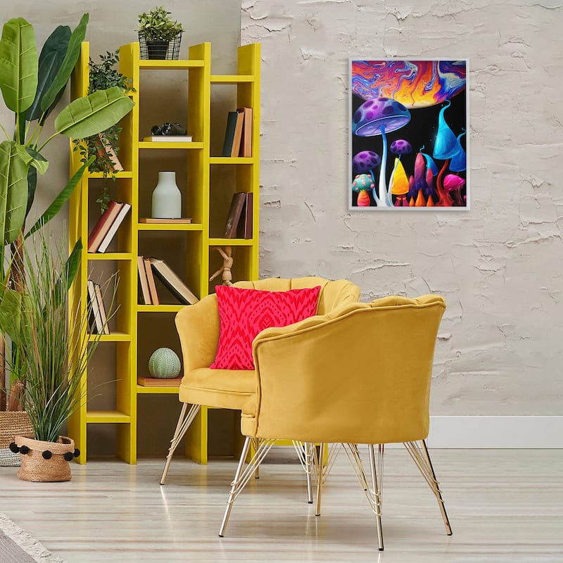 Stupell Whimsical Mushrooms in Space Framed Giclee Art Design By Kim Allen