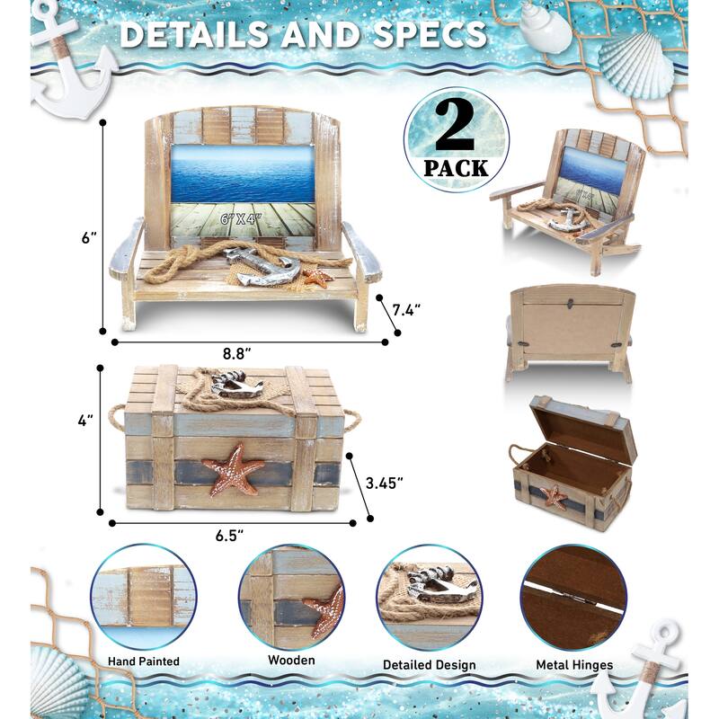 CoTa Global Neptune Beach Chair Photo Frame and Wooden Jewelry Box