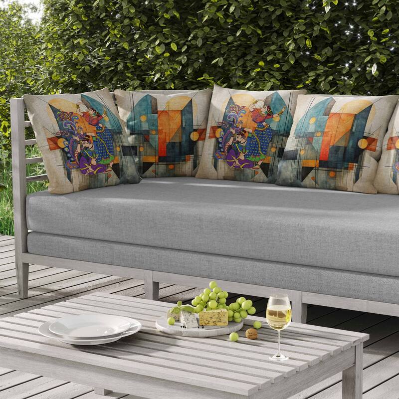 Grace in Motion Indoor/Outdoor Reversible Throw Pillow Orange and Blue