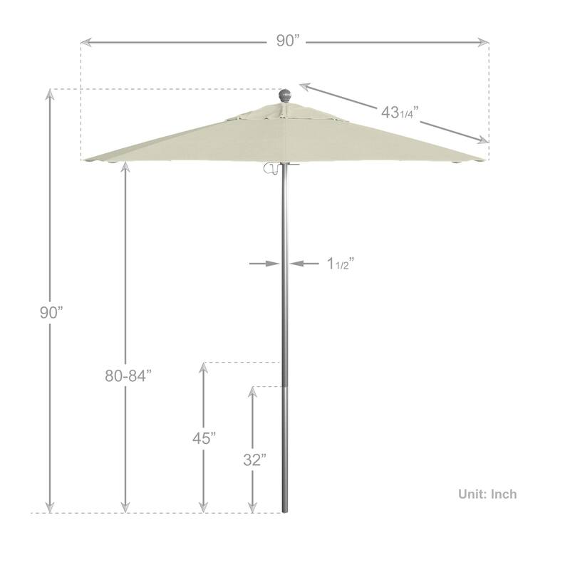 California Umbrella 7.5' Rd. Aluminum Frame, Fiberglass Rib Market Umbrella, Push Open,Anodized Silver Finish, Pacifica Fabric