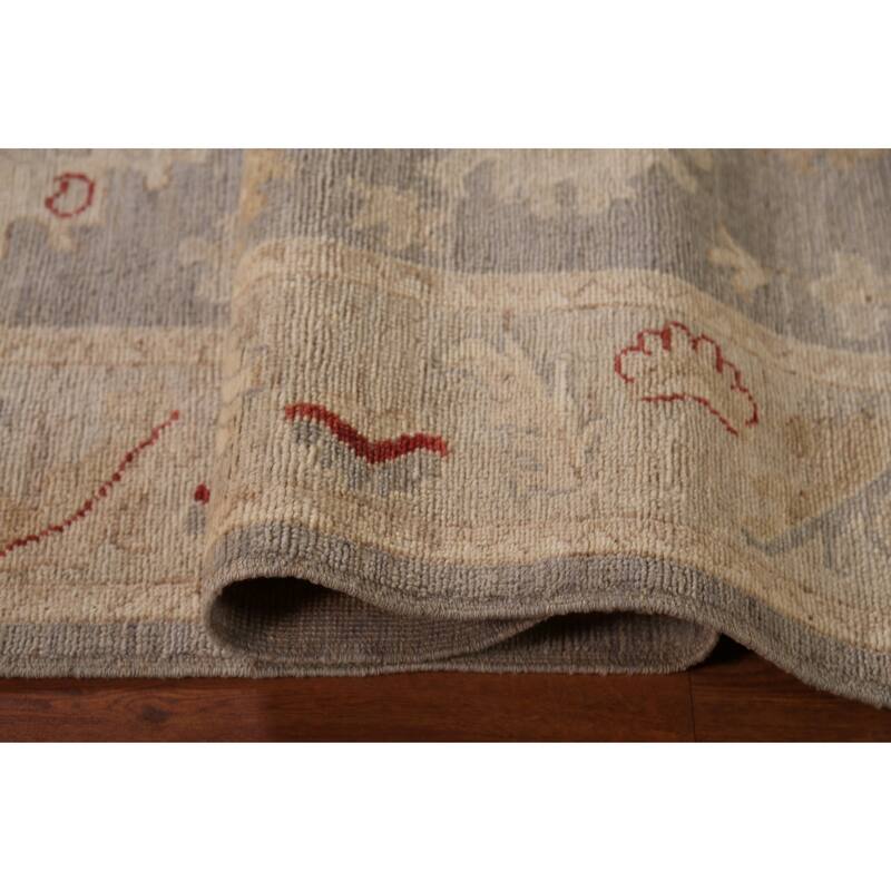 Vegetable Dye Oushak Turkish Area Rug Handmade Grey Wool Carpet - 8'4"x 9'11"