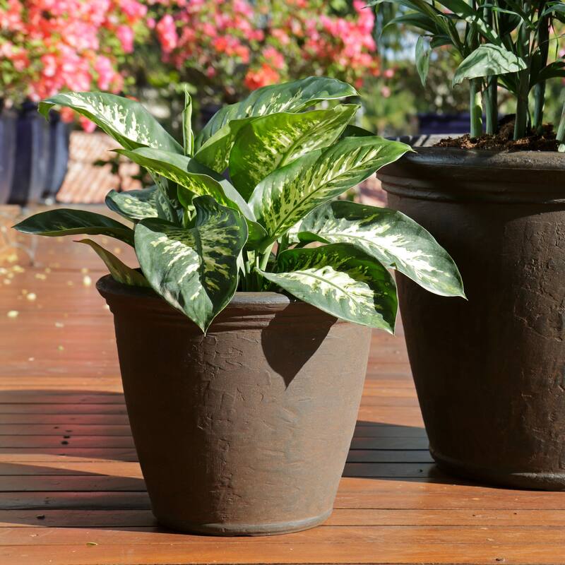 Sunnydaze Anjelica Outdoor Double-Walled Flower Pot Planter - Rust - 16"- Single - 1
