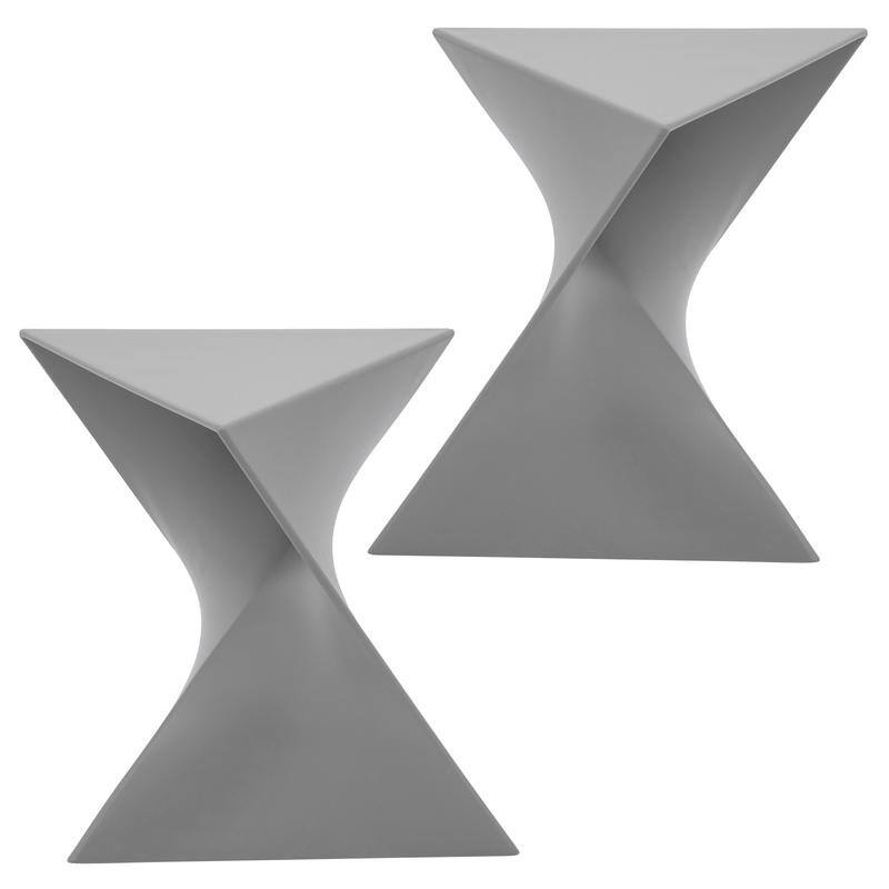 Randolph Modern Indoor Lightweight Side Table with Triangular Curved Design Accent End Table for Home Living Room or Bedroom - Set of 2 - Grey
