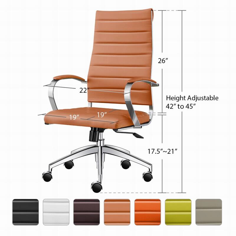 LUXMOD® Office Chair Faux Leather Silver Frame Adjustable and Swivel