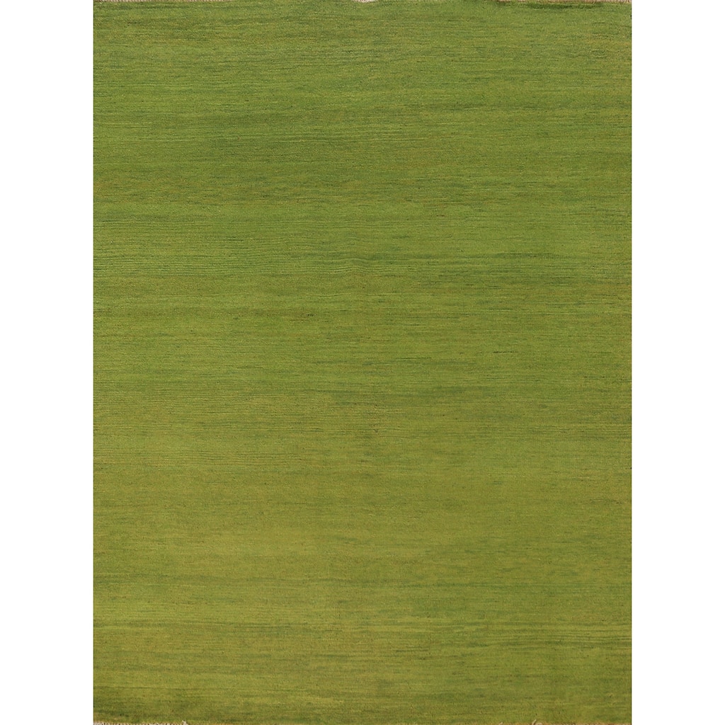 Green Gabbeh Modern Area Rug Hand-Knotted Wool Carpet - 4'9" x 6'4"