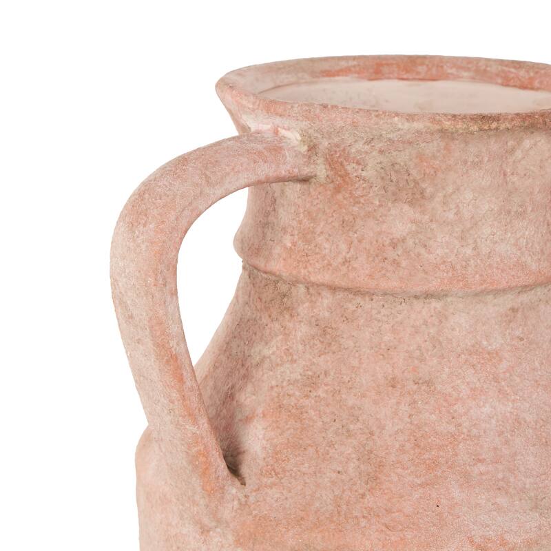 Pink Ceramic Antique Style Decorative Vase with Handles
