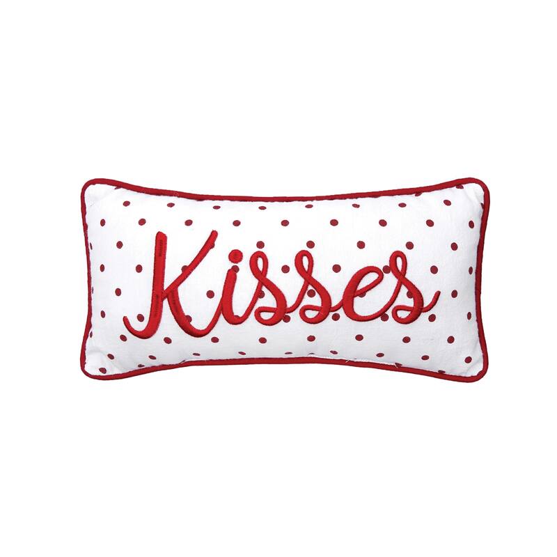 6" x 12" Kisses Dot Petite Accent Pillow Valentine's Day Printed and Embroidered