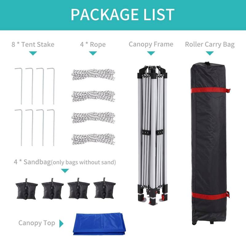 10'X10' Outdoor Folding Portable Patio Shade, Pop Up Canopy Tent with 3 Adjustable Heights