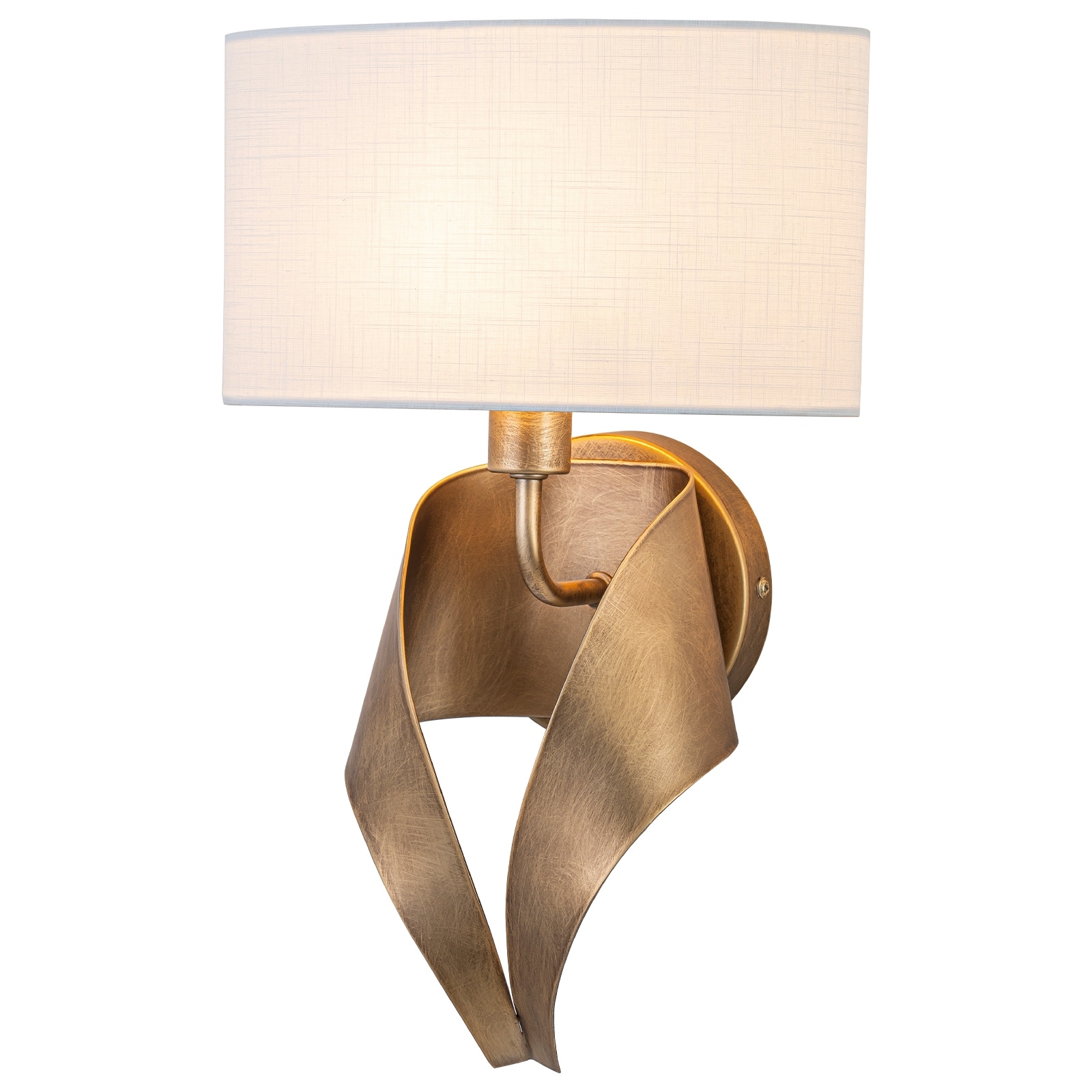 1-Light Half-Round Open Fabric Shade Metal Frame Wall Sconce Modern