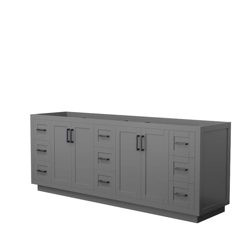 Miranda Double Bathroom Vanity Cabinet, No Mirror - 84-Inch Double - Dark Gray, Matte Black Trim, No Top