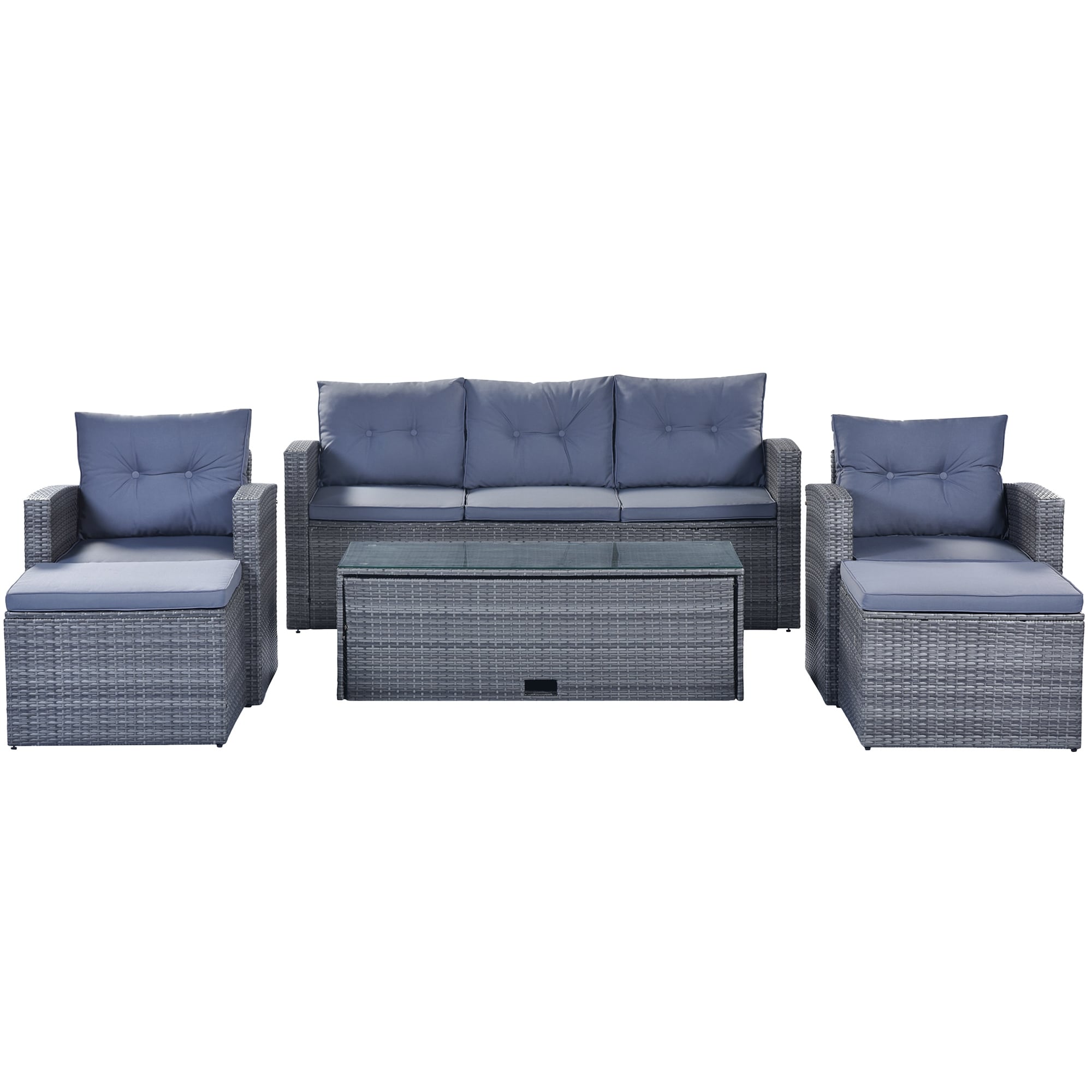 Waite 6 seater 2025 rattan sofa set