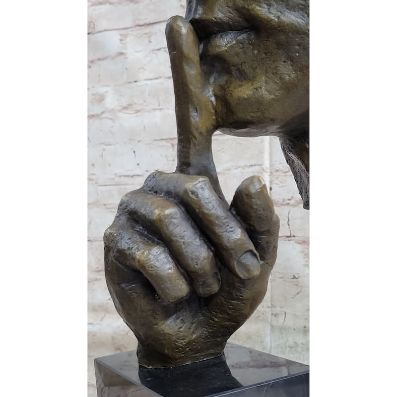 Signed Salvador Dali Abstract Man Hush Up Bronze Sculpture Modern Art Figurine