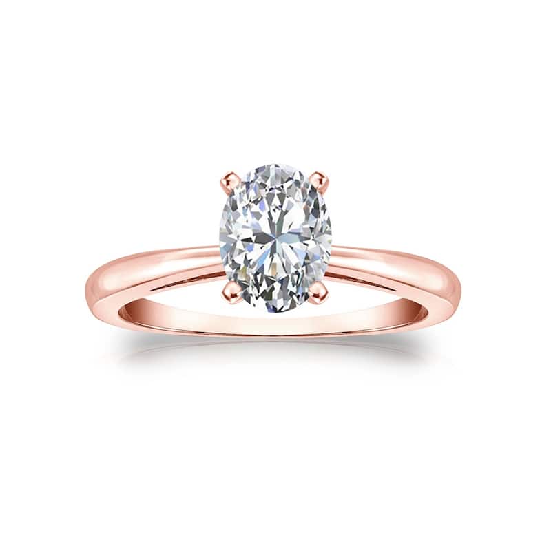 Auriya 14k Gold 1ctw Oval-cut Solitaire Diamond Engagement Ring (G-H, SI1-SI2)