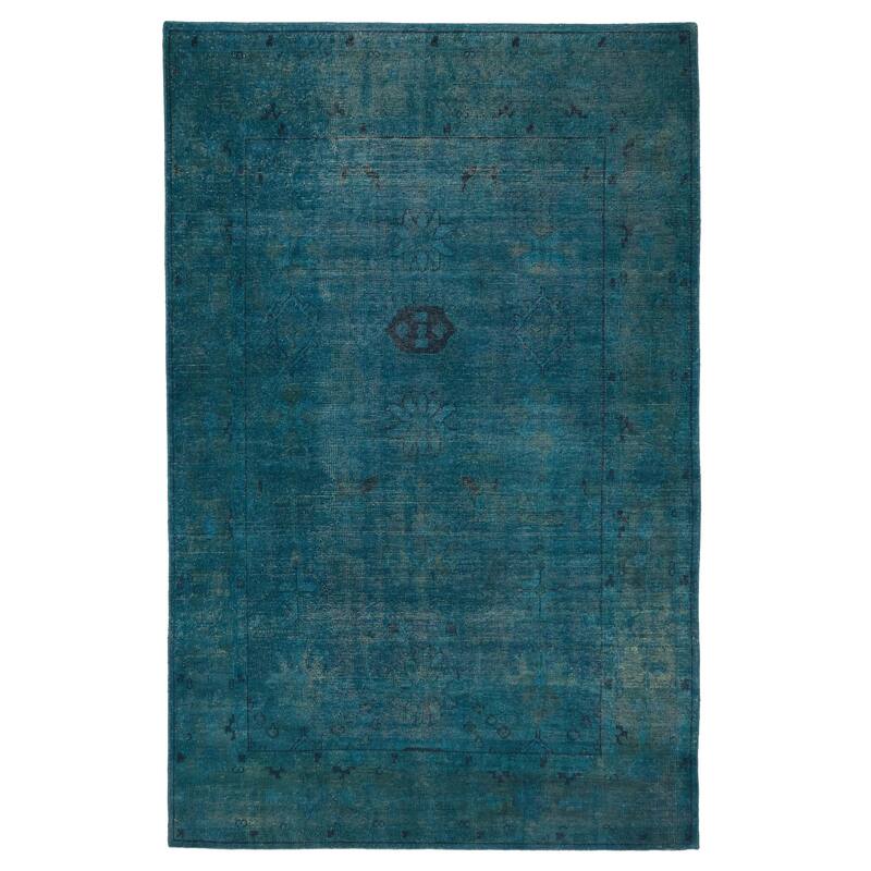 ECARPETGALLERY Hand-knotted Color Transition Dark Teal Wool Rug - 5'8 x 8'9