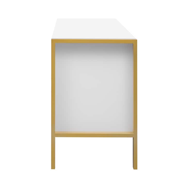 70.9" Entertainment Center TV Storage Stand for TVs up to 75", Media Console Cabinet w/ Golden Metal Legs, 2 Cabinets