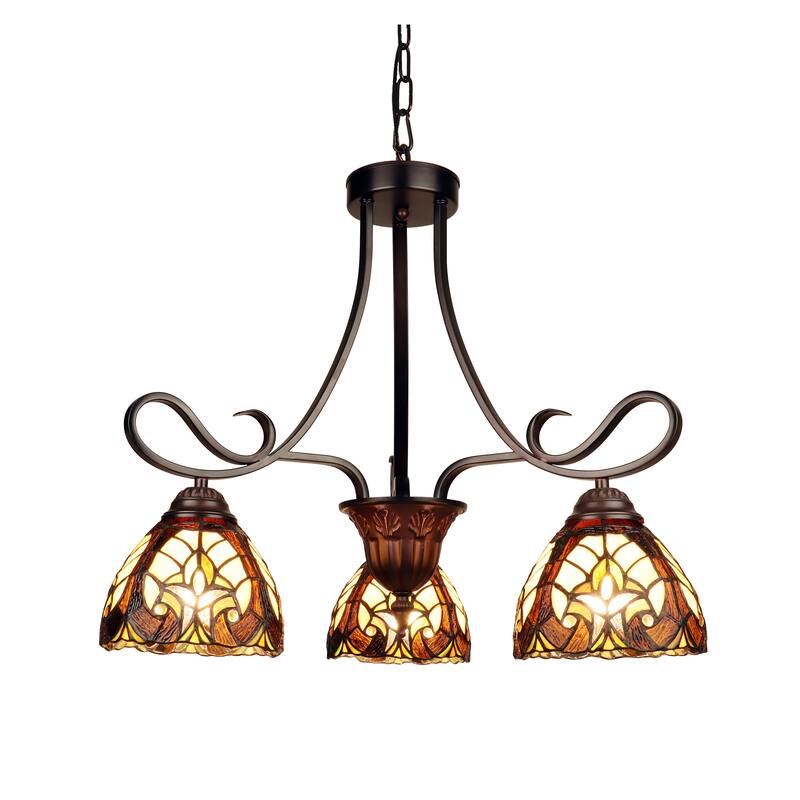 Tiffany Style Victorian Design 3-light Dark Bronze Chandelier - 20 inches high