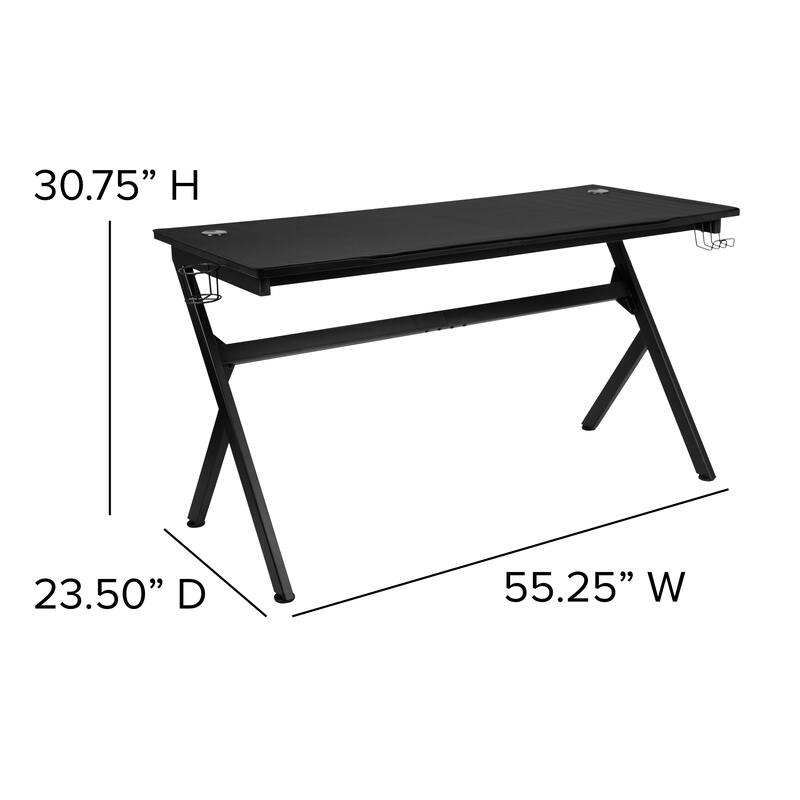 55" Computer Gaming Desk - Headphone Holder - Cable Management - Mouse Pad