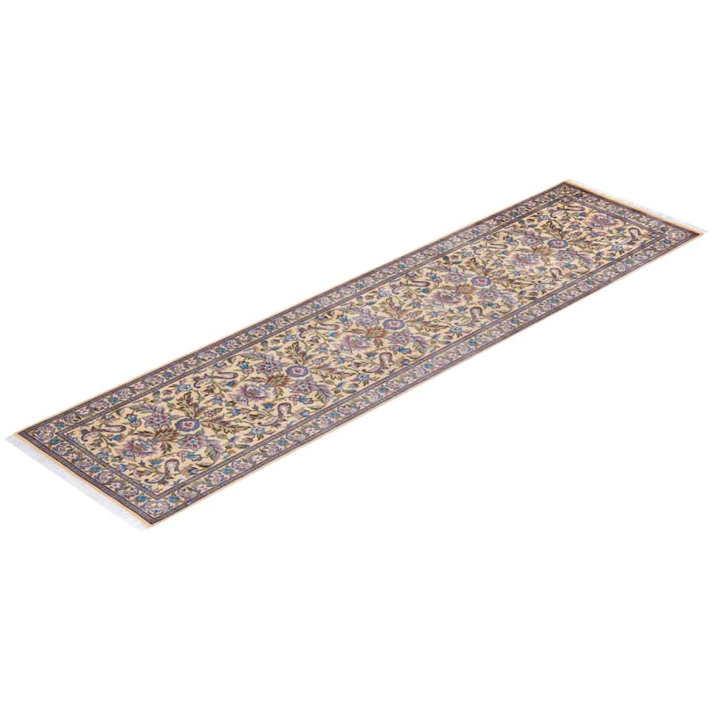 Overton Hand Knotted Wool Traditional Oriental Ivory Runner