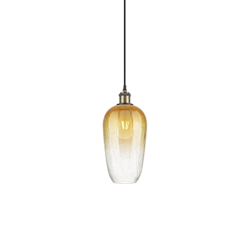 Innovations Lighting 516-1P-15-7 Brookhaven Flute Pendant Brookhaven - Black Antique Brass / Amber