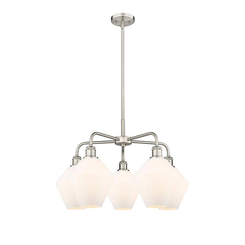 Innovations Lighting Cindyrella - 5 Light 8" Stem Hung Chandelier - Cased Matte White/Satin Nickel