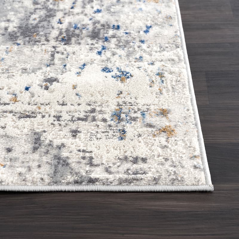 Abani Dun Contemporary Grey and Blue Landscape Indoor Area Rug
