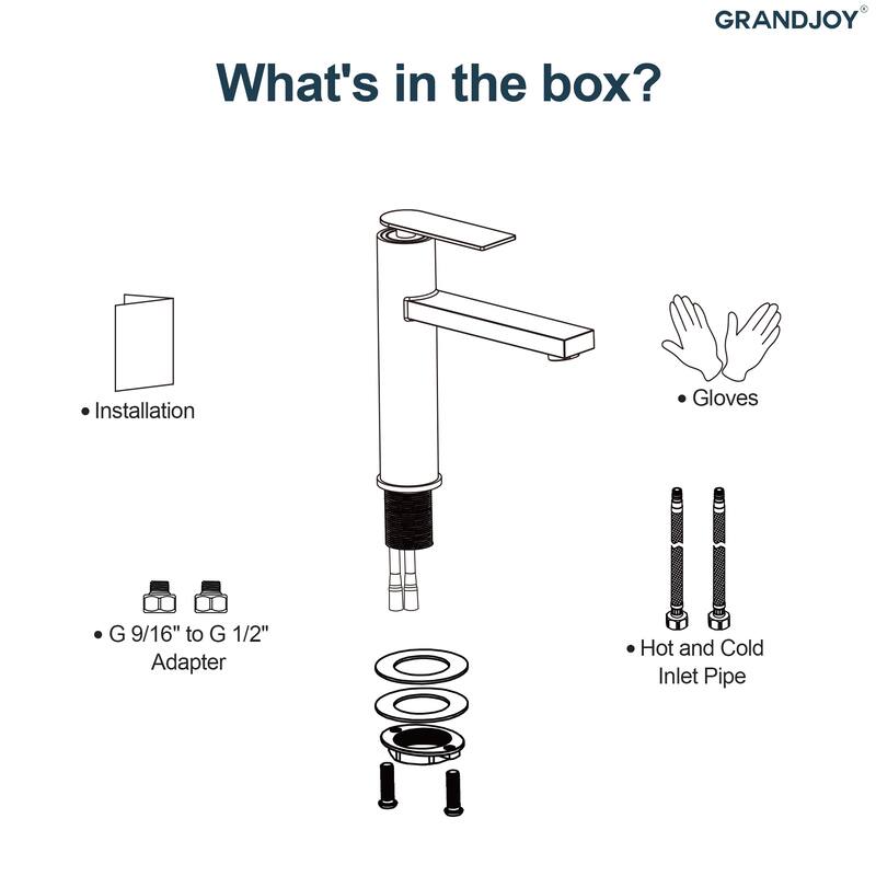 GRANDJOY 2-Pack Modern Single Handle Bathroom Vanity Faucet, Single-Hole Installation