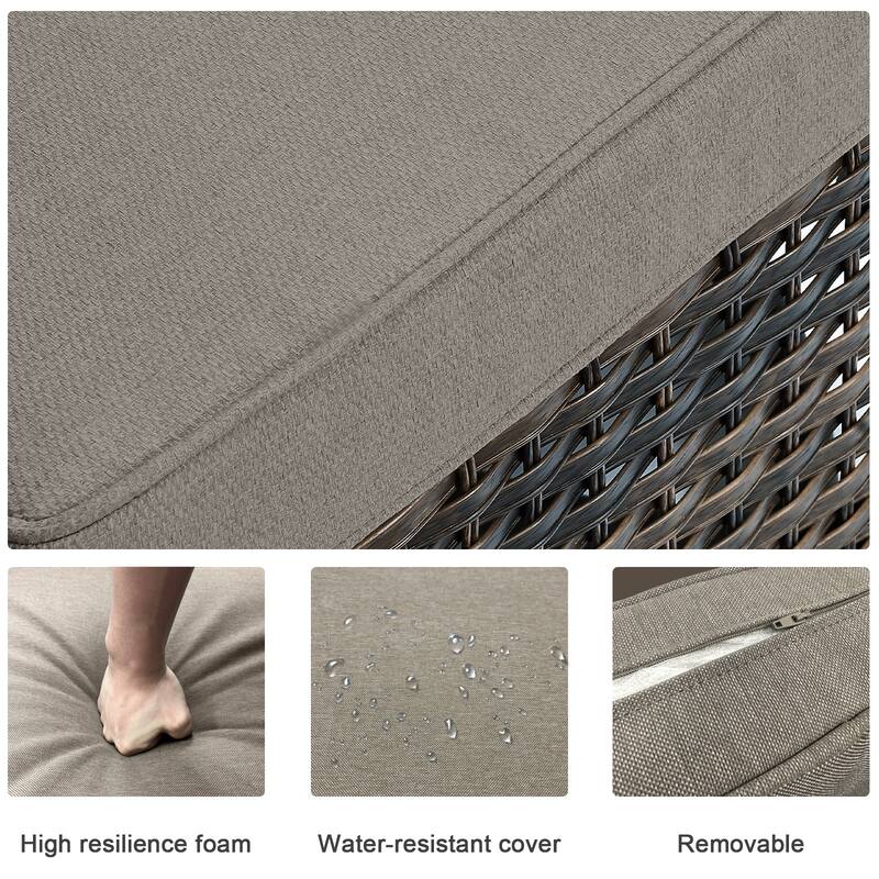 ArcoBay Wicker PE Rattan Outdoor Patio Swivel Glider Chairs with 4'' Olefin Cushions (2-Pack)