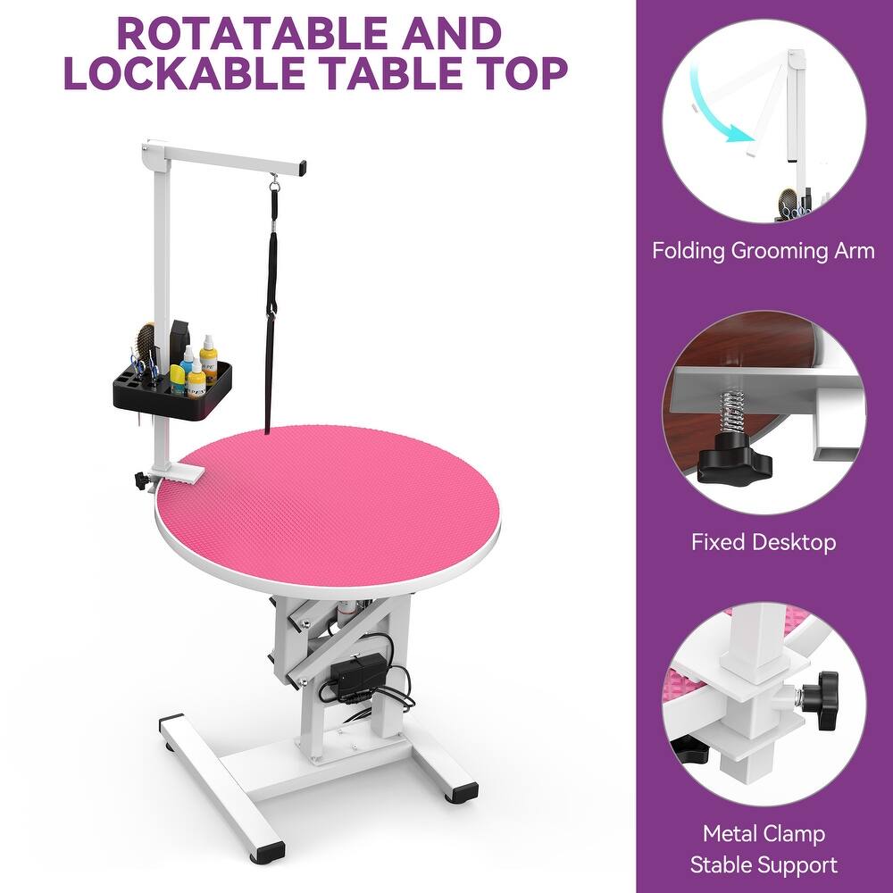 24'' W Adjustable Pet Electric Grooming Table Pink - Blue