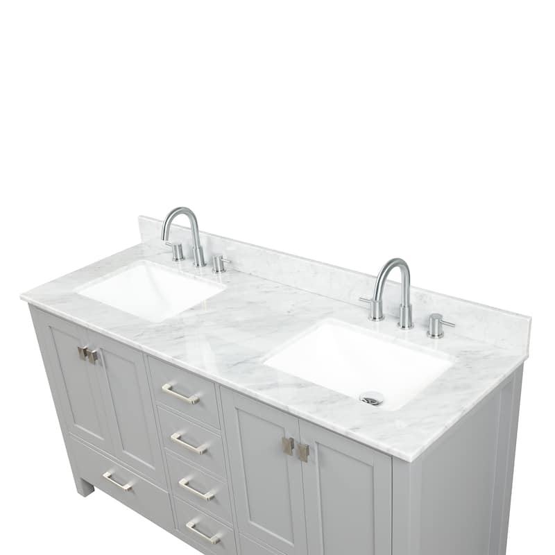 Blossom Geneva 60 Inch Double Bathroom Vanity with Marble Top & Sinks