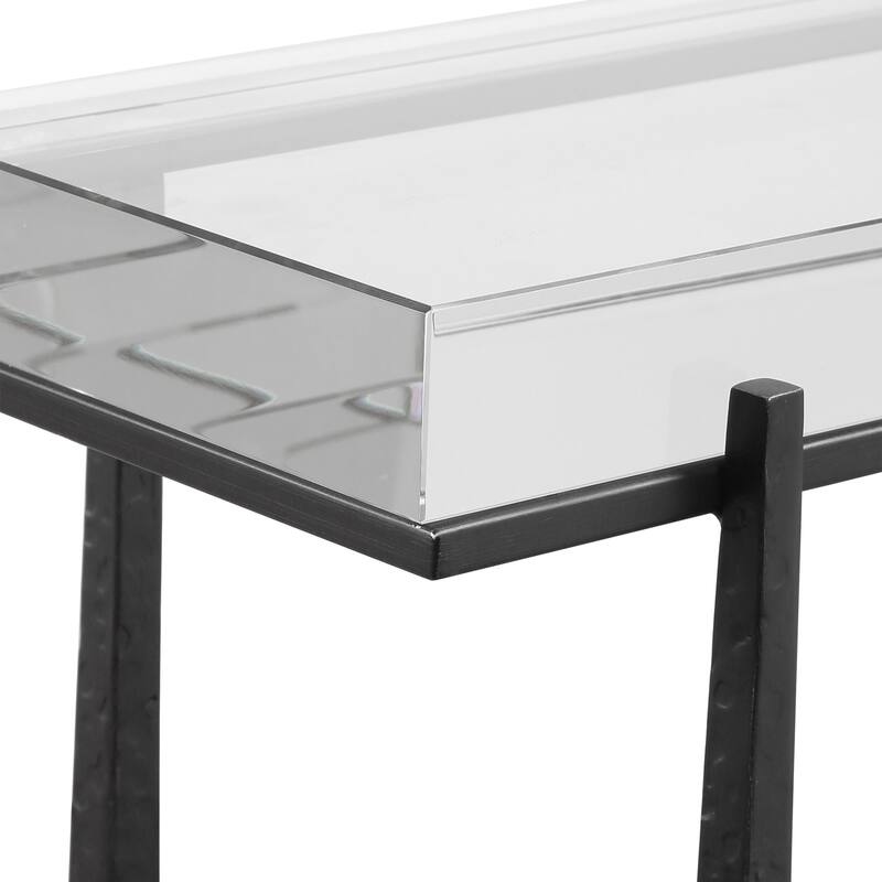 Iron Accent Table with Crystal Top - 24"