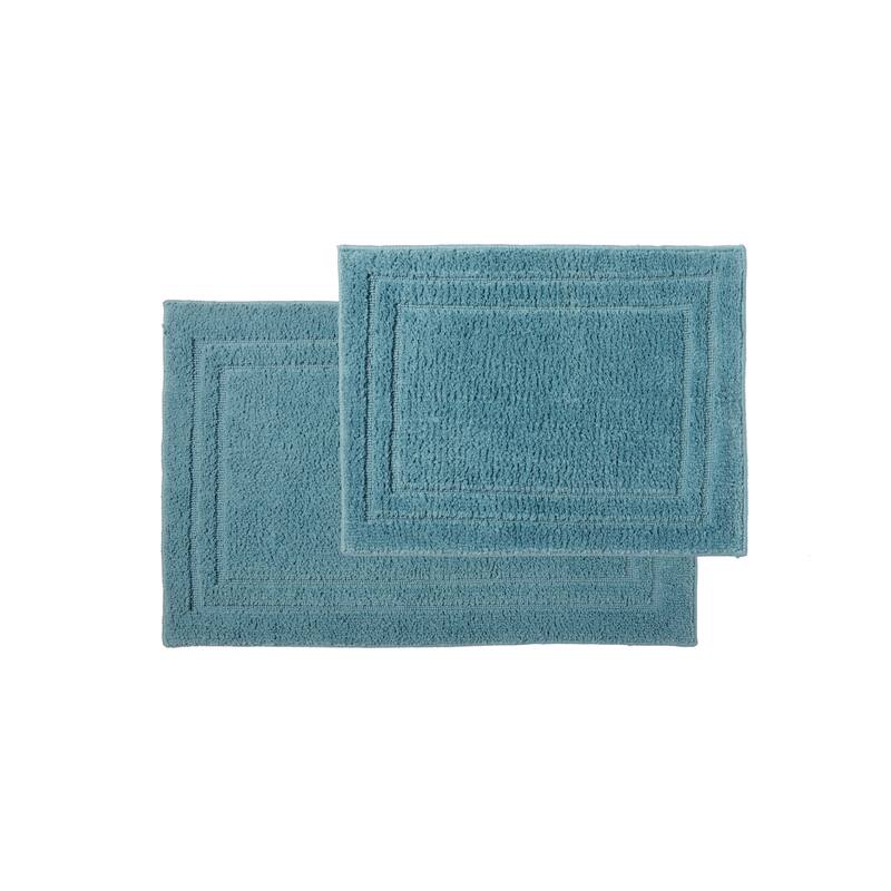 Dan River 2-Piece Plush Microfiber Shag Bath Mat Set - 20" x 32", 17" x 24" - Aqua