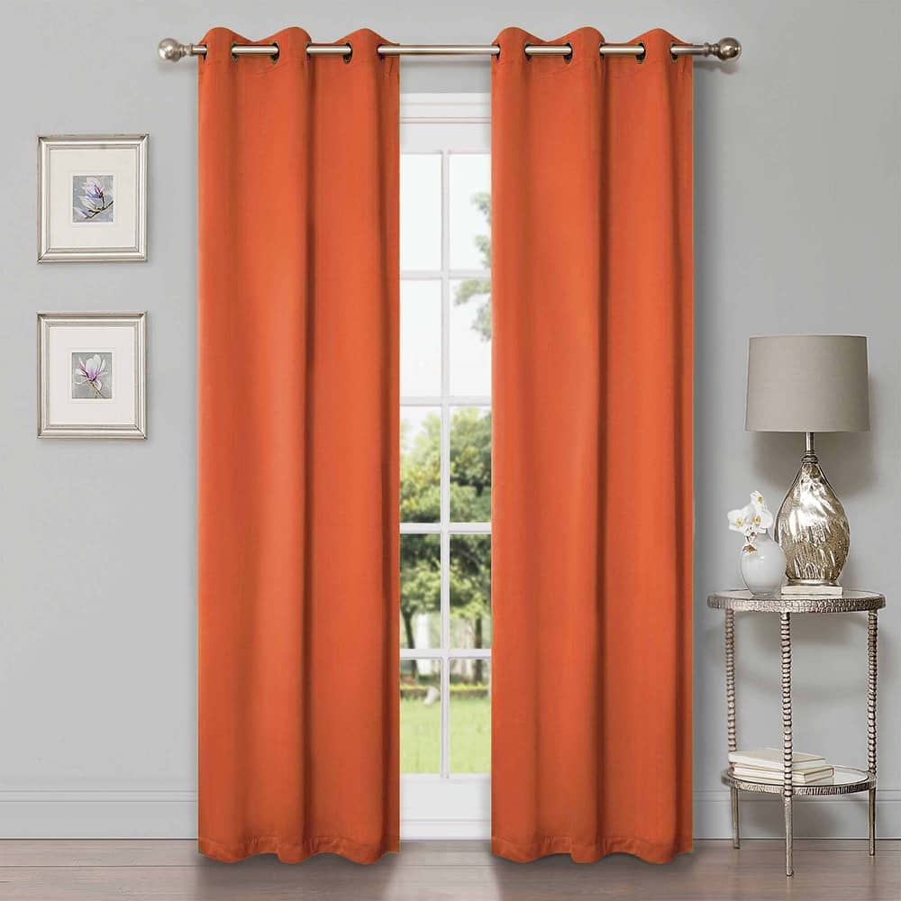Superior Solid Machine Washable Room Darkening Grommet Curtains, Set of 2