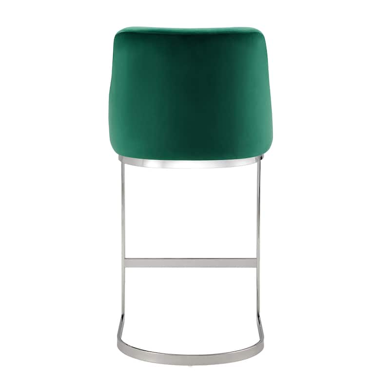 Velvet/ Faux Leather Upholstered Counter Stools, Set of 2 - 18.9"W x 20.5"D x 36.6"H