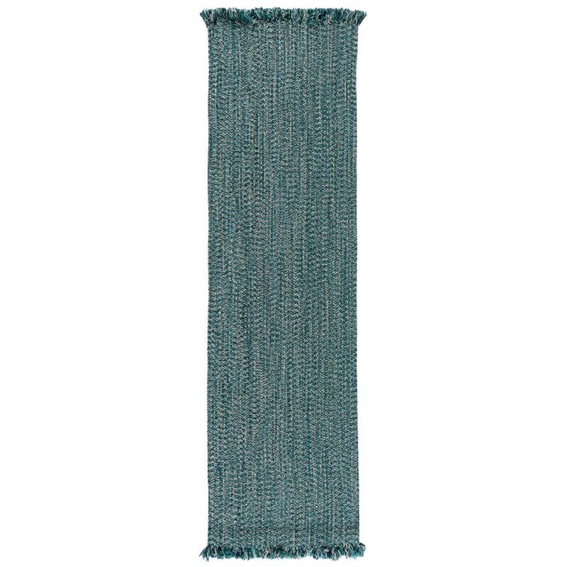 SAFAVIEH Handmade Braided Natasja Washable Indoor/Outdoor Rug - Weather Resistant & Easy Cleaning - 2'3" x 8' Runner - Turquoise