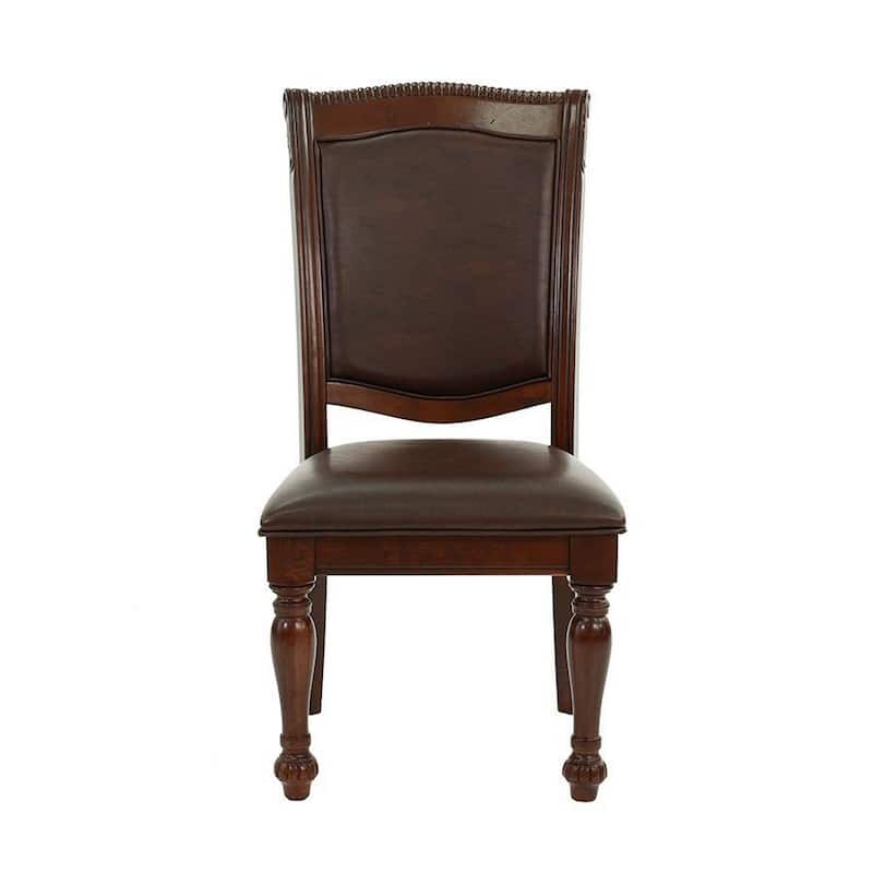 Set of 2 Rubber Wood Traditional Dining Chair, Dark Brown and Black