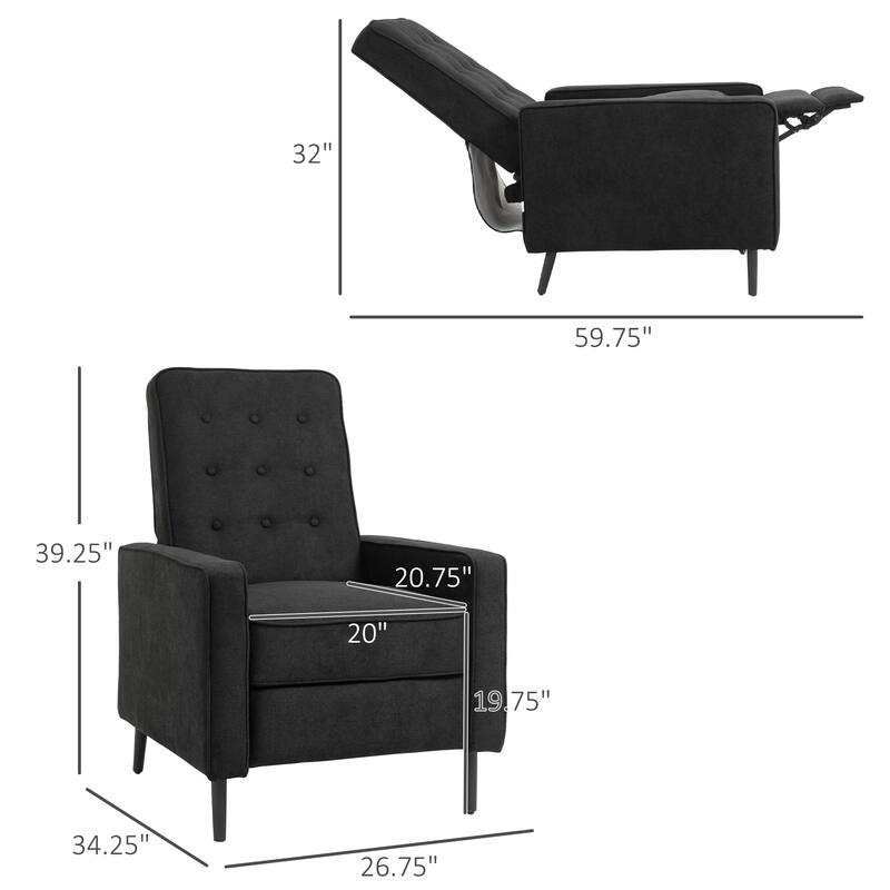 HOMCOM Manual Recliner, Fabric Tufted Club Chair, Home Theater Seating Reclining Sofa for Living Room