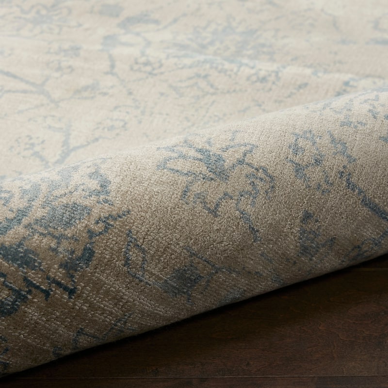Desert Skies Vintage Floral Beige Blue Area Rug