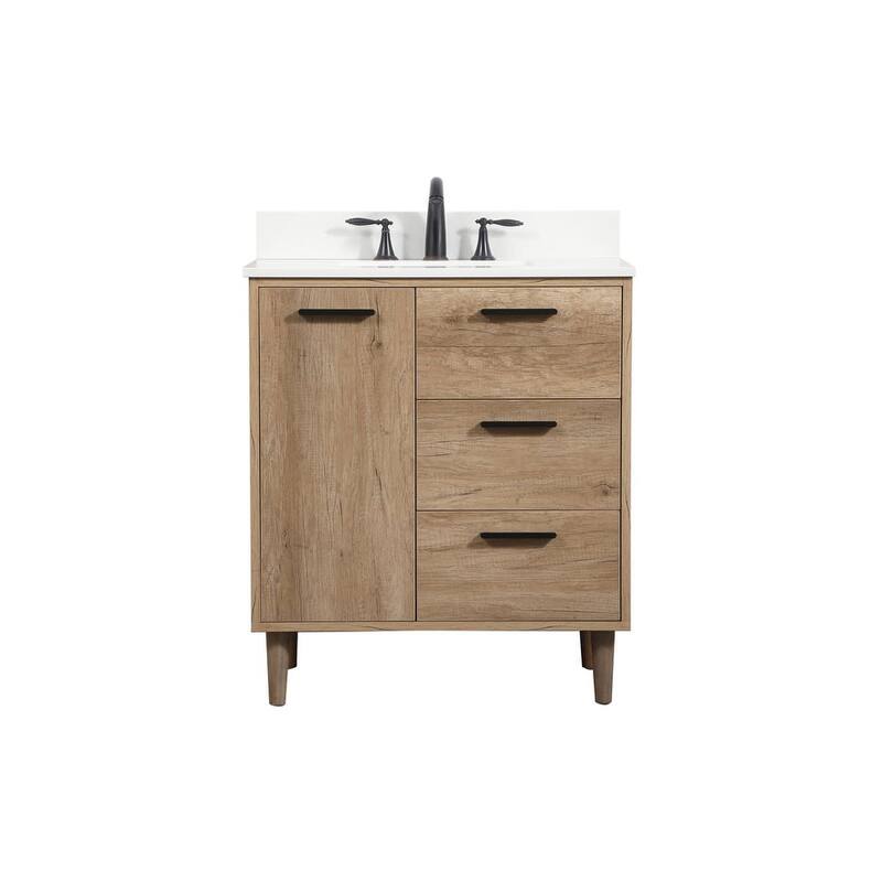 Elegant Lighting VF47030-BS Baldwin 30" Free Standing Single Basin - Natural Oak