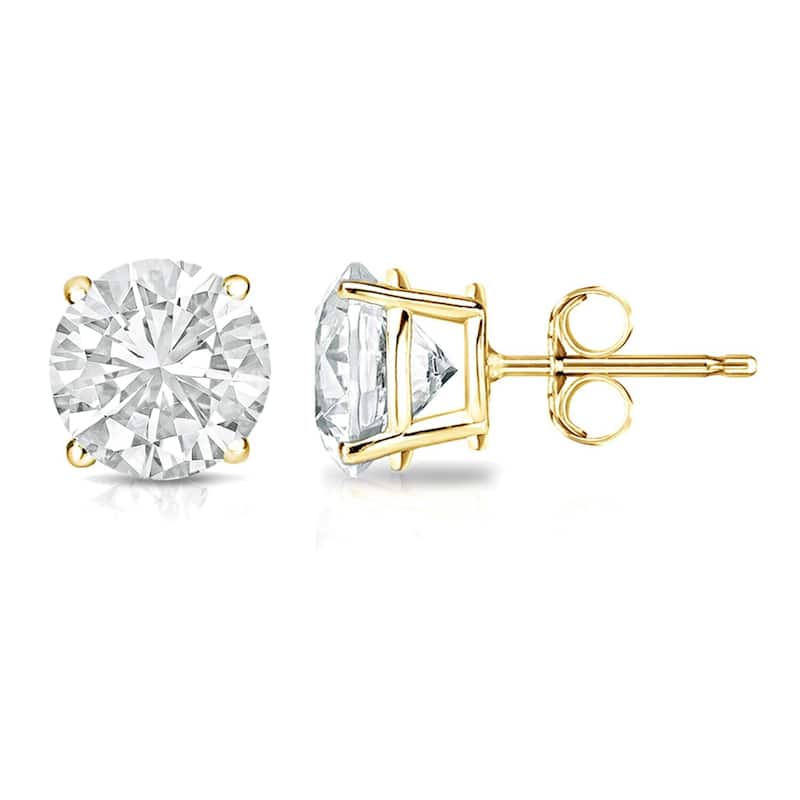 Auriya 14k Gold 1 1/4ct TW Clarity-enhanced Diamond Stud Earrings (J-K, VS1-VS2) - Yellow