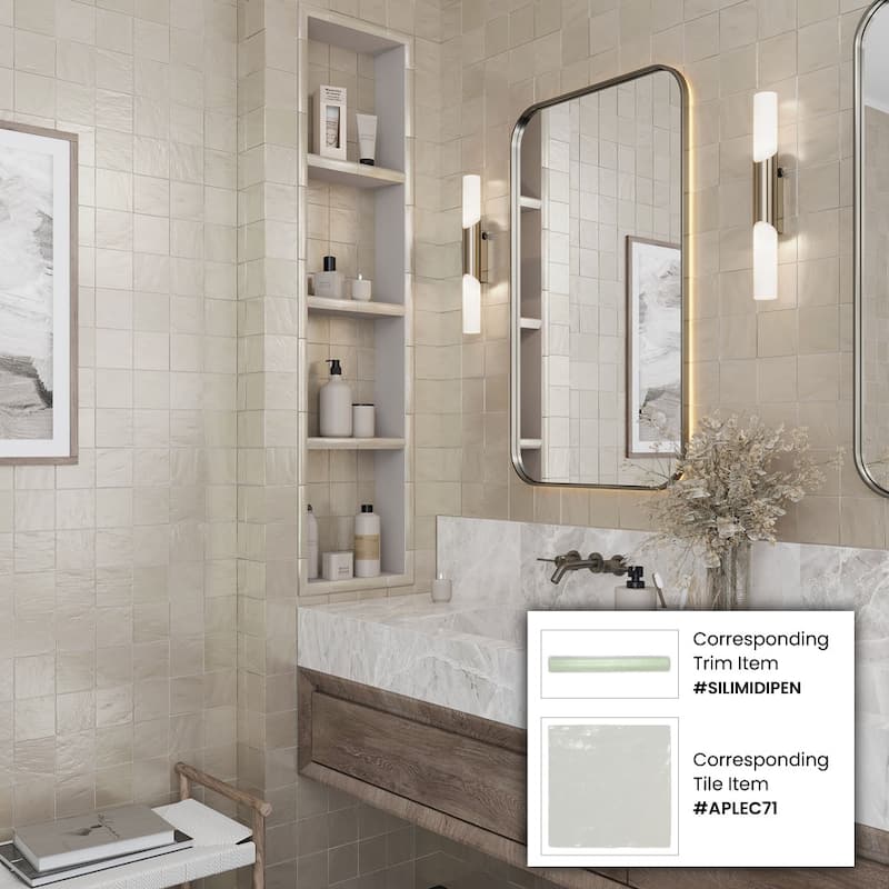 Apollo tile 4" x 4" Duchess Glossy Matte Light Tea Green Ceramic Tile (5.38 sq ft/case) - 50 Pack