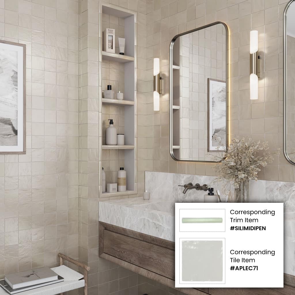 Apollo tile 4" x 4" Duchess Glossy Matte Light Tea Green Ceramic Tile (5.38 sq ft/case) - 50 Pack