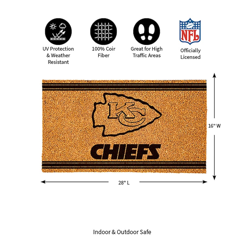 Kansas City Chiefs Monochrome Indoor/Outdoor Coir Door Mat