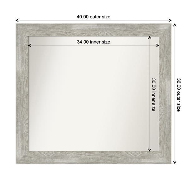 dimension image slide 40 of 113, Dove Greywash Framed Non-Beveled Custom Wall Mirror, Bathroom Vanity Mirror