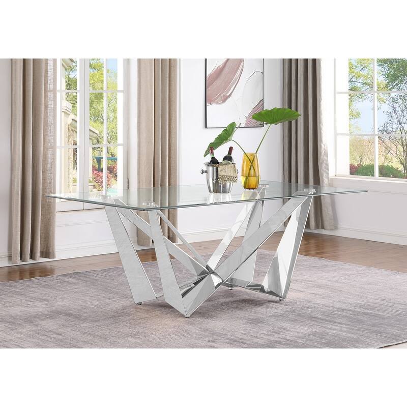 Best Quality Furniture D400/1-SC320-7 Dining Set with 78" 12mm Glass with Bevel