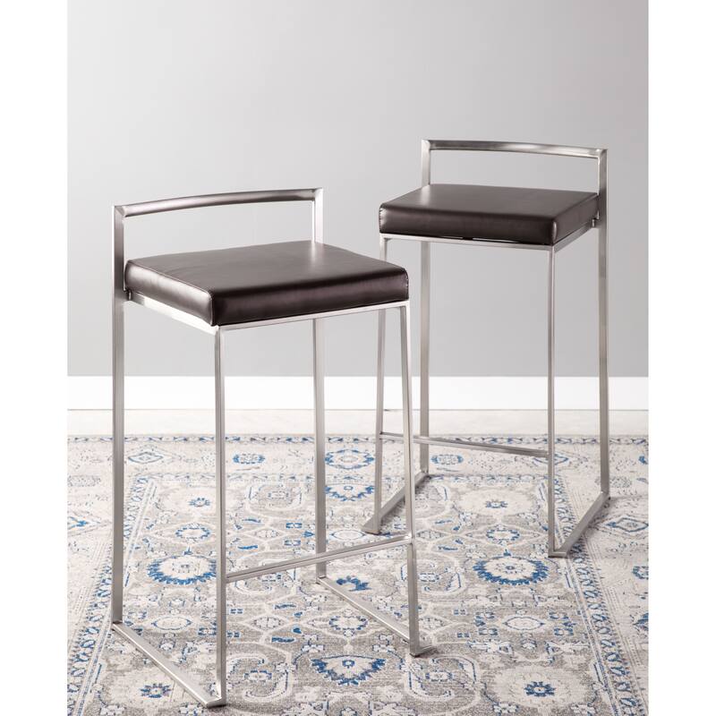 Silver Orchid Forrest Stainless Steel Stackable Fully Welded Counter Stool (Set of 3)