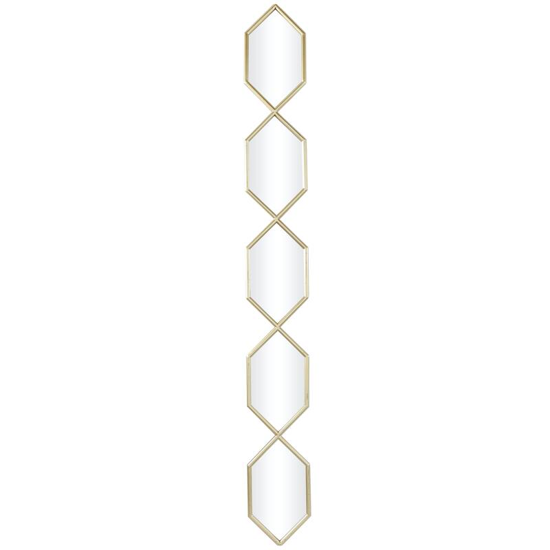 Metal Geometric Slim Stacked Chain 5 Layer Wall Mirror with Trellis Pattern - Black, Gold, Silver - Roche River Decor