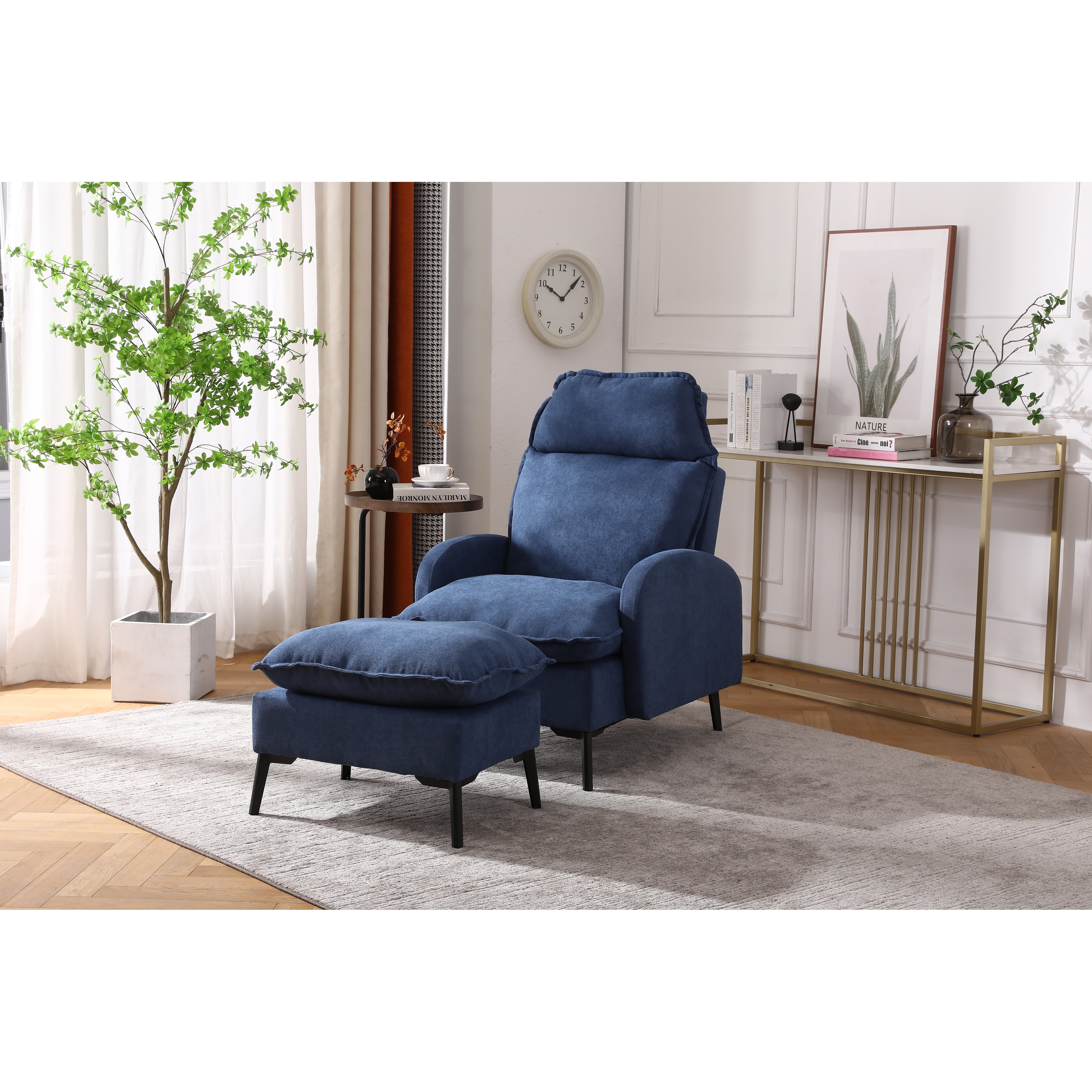 Chair with reclining hot sale back and ottoman